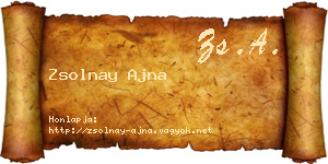 Zsolnay Ajna névjegykártya